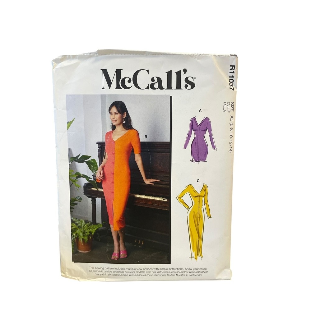 McCall's R11037 Misses' Dresses 6-14‎ Contemporary Slim Fit Knit